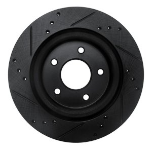 Nissan X-Trail Brake Rotor (1) - Rear Right - R1 Concepts - Drilled & Slotted - Black - `17-`25